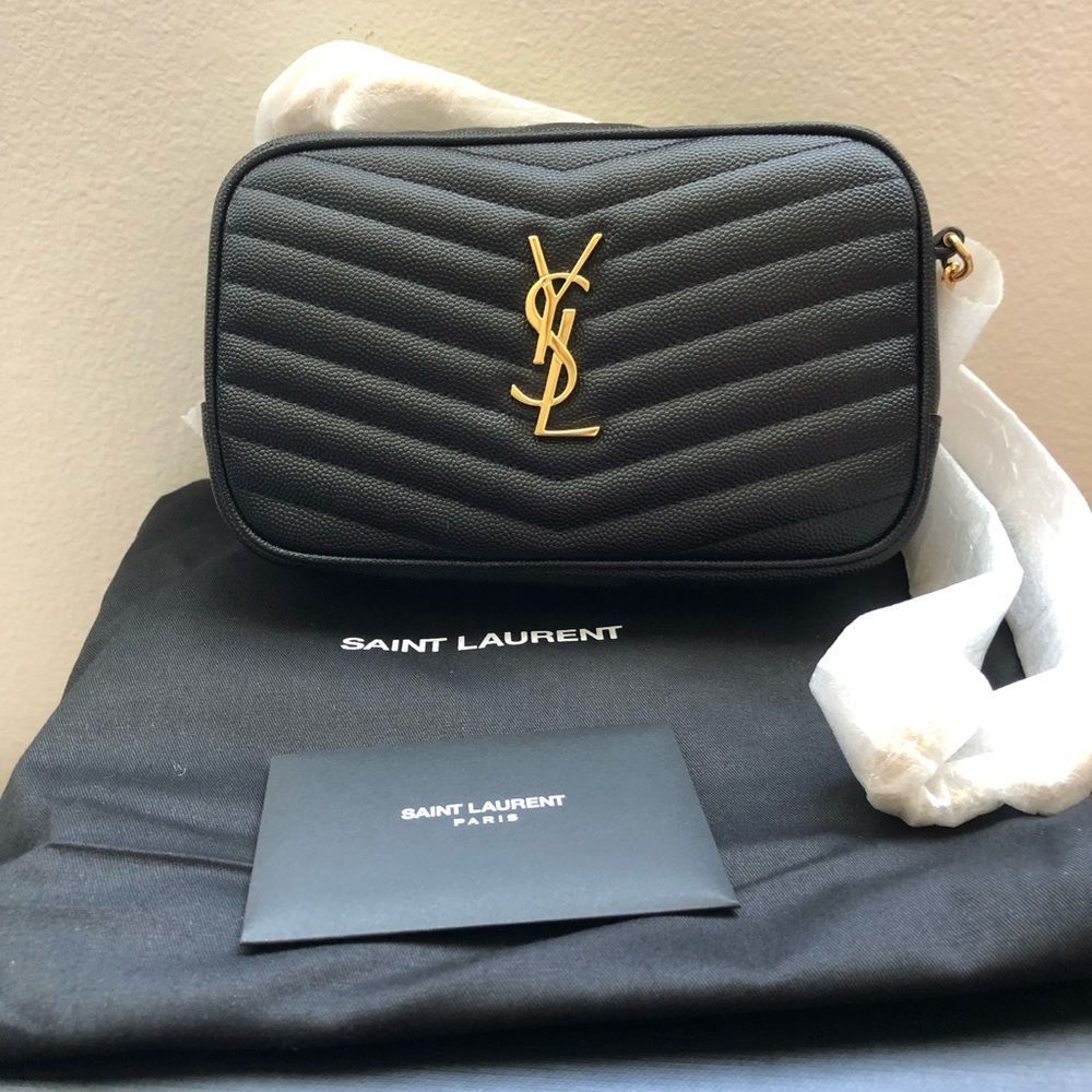 BRAND SAINT LAURENT MINI LOU IN BLACK GOLD